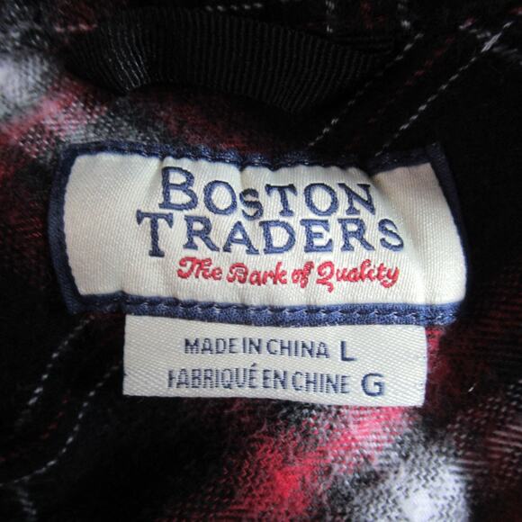 Boston Traders Shirt Mens Large Red Black Flannel Plaid Button 90s Y2K Cabincore - Picture 6 of 8